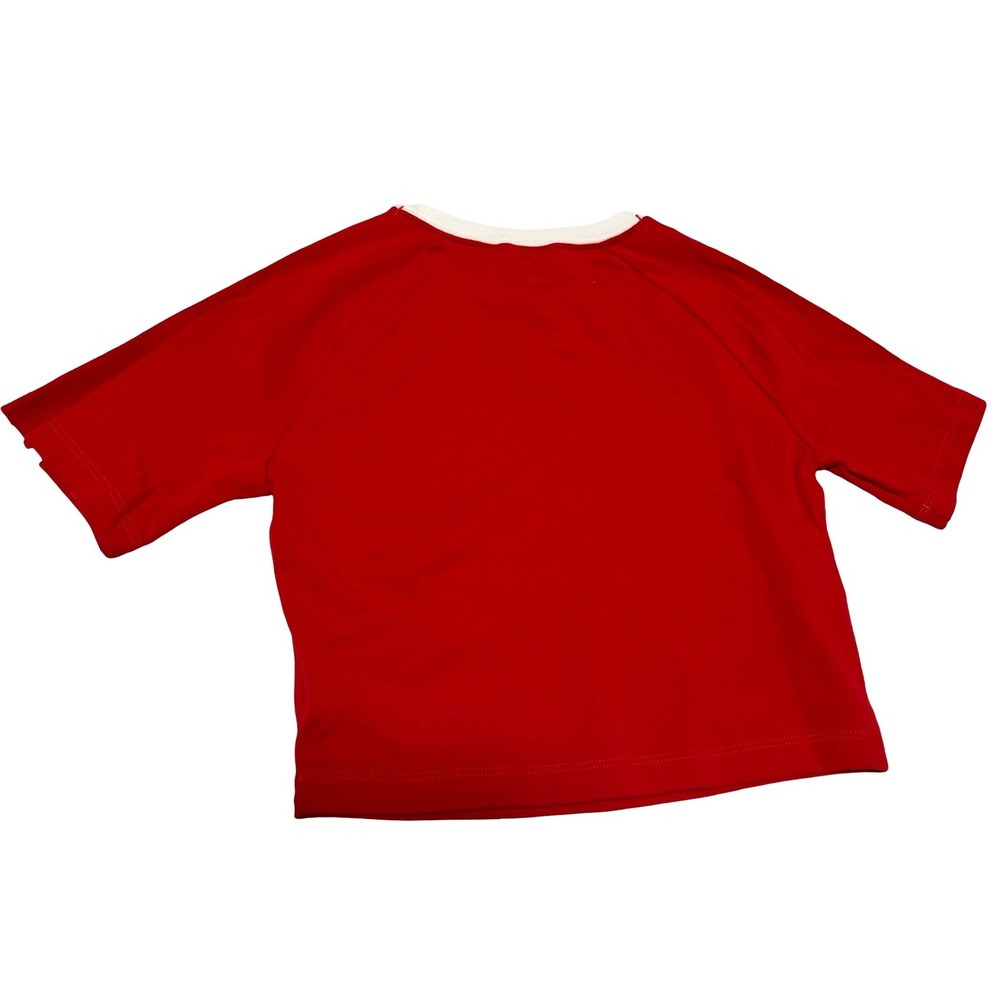Adidas 3 Stripes Slim Fit Baby Tee Red Sz S NWT - Picture 5 of 5